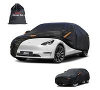 Kayme Housse de voiture à 7 couches sur mesure pour Tesla Model Y, imperméable à l'eau, toutes saisons, protection complète contre le soleil, la pluie, les UV, la neige, noir