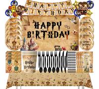 KAYOU Magic Harries Boy Décoration de fête d'anniversaire, vaisselle jetable, assiette, gobelet, serviette, ballon de fond pour la fête des enfants 150X100cm-1pcs
