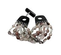 KAYOUDE Bracelet de pépite ovale quartz fantôme naturel à 6 rangées 8"