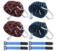 Kayqbonke 4 Pièces Tendeurs Elastique avec Crochets, 100cm de Long Sandow Elastique, 3cm de Large Corde Elastique, Tendeur Elastique pour Vélo, Moto Paquets de Bagages, Transporteur de Voiture