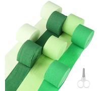 Kayqbonke 8 Rouleau Papier Crépon Vert, 4,5cm x 25m Papier Crépon, Rouleaux de Papier Crepon en 4 Couleurs, Papier de Soie Streamer pour Mariage Anniversaire Fête Décoration