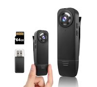 kaysunlink 1080P Mini Caméra Sport avec 64GB Carte, Corporelle Cam, Vision Nocturne, Autonomie de 6 Heures, Caméra d'action pour Vlogging, Voyages, Sécurité et Travail, Noir