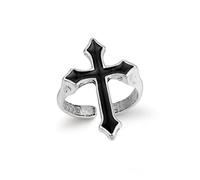 Kaytong Mode Punk Hip Hop Jésus Croix Réglable Dames Anneau Rétro Design Religieux Chrétien Midi Amulette Bijoux-Noir