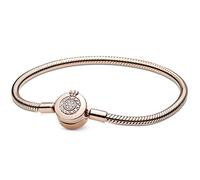 Kaytong Or rose et argent étincelant couronne O chaîne serpent 925 bracelet en argent sterling bracelet perle charme bricolage bijoux simples-cuivre, 20 cm
