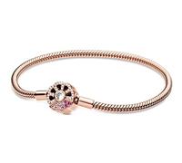 Kaytong Or Rose et Argent étincelant Couronne O chaîne Serpent Bracelet en Argent Sterling 925 Bracelet Perle Charme Bricolage Bijoux Simples-Or Rose, 18 cm