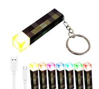 Kayuneed 3 en 1 Lampe Torche Lampe Murale Porte-clés 7 Couleurs Jeu de Mineur Porte-clés Torche Magnétique 65mm Mini Lampe de Nuit USB Rechargeable pour Enfants Cadeaux, Chambre & Décoration de Fête