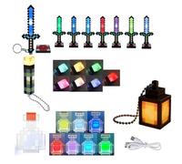 Kayuneed Lot de 4 lampes torches porte-clés artisanat épée diamant lumière porte-clés, lanternes veilleuses pendentif petite potion magique bouteille mini lampe USB rechargeable pour cadeaux