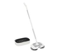 Kazafa Balai électrique sans fil 40 W - Avec nettoyage automatique et éclairage LED - Polisseuse électrique pour tous les types de sols - Autonomie jusqu'à 100 min - Argenté