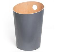Kazai.® Corbeille à Papier Design 'Bennet' | Poubelle Unique pour Bureau, Chambre, Chambre d'Enfant, et Plus | Corbeille de Bureau en Placage de Bois Véritable | Gris (foncé)