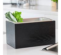 KAZAI. Design Poubelle Organique -Holma- | 4.5L, Passe au Lave-Vaisselle et en Placage de Bois véritable | Composteur de Cuisine pour Déchets organiques | Chêne, Noir