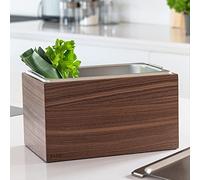KAZAI. Design Poubelle Organique -Holma- | 4.5L, Passe au Lave-Vaisselle et en Placage de Bois véritable | Composteur de Cuisine pour Déchets organiques | Noyer