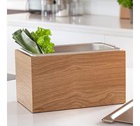 KAZAI. Design Poubelle Organique -Holma- | 4.5L, Passe au Lave-Vaisselle et en Placage de Bois véritable | Composteur de Cuisine pour Déchets organiques | Chêne