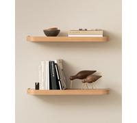 Kazai.® Étagère Murale Set 'Toke' | 2 Tablette Murale en Placage Bois Véritable | Étagère Flottante pour Décoration Murale et Rangement en Salle de Bain, Salon, Cuisine, Chambre et Plus | Chêne