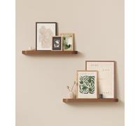 Kazai.® Étagère Murale Set 'Toke' | 2 Tablette Murale en Placage Bois Véritable | Étagère Flottante pour Décoration Murale et Rangement en Salle de Bain, Salon, Cuisine, Chambre et Plus | Noyer