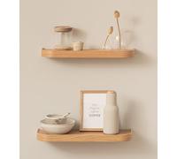 Kazai.® Étagère Murale Set 'Toke' | 2 Tablette Murale en Placage Bois Véritable | Étagère Flottante pour Décoration Murale et Rangement en Salle de Bain, Salon, Cuisine, Chambre et Plus | Chêne
