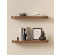 Kazai.® Étagère Murale Set 'Toke' | 2 Tablette Murale en Placage Bois Véritable | Étagère Flottante pour Décoration Murale et Rangement en Salle de Bain, Salon, Cuisine, Chambre et Plus | Noyer