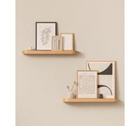 Kazai.® Étagère Murale Set 'Toke' | 2 Tablette Murale en Placage Bois Véritable | Étagère Flottante pour Décoration Murale et Rangement en Salle de Bain, Salon, Cuisine, Chambre et Plus | Chêne