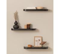 Kazai.® Étagère Murale Set 'Toke' | 3 Tablette Murale en Placage Bois Véritable | Étagère Flottante pour Décoration Murale et Rangement en Salle de Bain, Salon, Cuisine, Chambre et Plus | Chêne, Noir