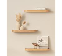 Kazai.® Étagère Murale Set 'Toke' | 3 Tablette Murale en Placage Bois Véritable | Étagère Flottante pour Décoration Murale et Rangement en Salle de Bain, Salon, Cuisine, Chambre et Plus | Chêne