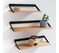 Kazai. Étagères Murales -Finn- | Ensemble d'Étagères Flottantes en 3 Parties en Métal et Placage de Bois Véritable | Décoration Murale, Rangement et Étagère pour Salon, Cuisine, Chambre | Chêne