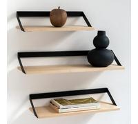 Kazai. Étagères Murales -Finn- | Ensemble d'Étagères Flottantes en 3 Parties en Métal et Placage de Bois Véritable | Décoration Murale, Rangement et Étagère pour Salon, Cuisine, Chambre | Bouleau