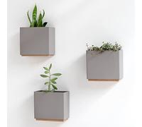 Kazai. Jardinières Murales -Alma- | 3 Pots de Fleurs Suspendus Modernes en Résine | Ensemble de Porte-Plantes pour Plantes d'intérieur, Plantes artificielles et Plus | Taupe