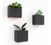 Kazai. Jardinières Murales -Alma- | 3 Pots de Fleurs Suspendus Modernes en Résine | Ensemble de Porte-Plantes pour Plantes d'intérieur, Plantes artificielles et Plus | Noir