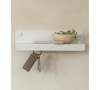 Kazai. Porte clef mural 'Holmsen' | Design minimaliste de porte cles murale inspiré de Berlin | Accroche clef moderne avec étagère métal | Support clef élégant comme meuble pour l’entrée | Blanc