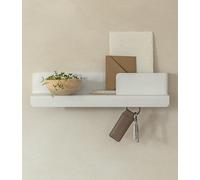 Kazai. Porte clef mural 'Holmsen' | Design minimaliste de porte cles murale inspiré de Berlin | Accroche clef moderne avec étagère métal | Support clef élégant comme meuble pour l’entrée | Blanc