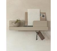 Kazai. Porte clef mural 'Holmsen' | Design minimaliste de porte cles murale inspiré de Berlin | Accroche clef moderne avec étagère métal | Support clef élégant comme meuble pour l’entrée | Taupe