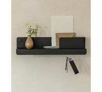 Kazai. Porte clef mural 'Holmsen' | Design minimaliste de porte cles murale inspiré de Berlin | Accroche clef moderne avec étagère métal | Support clef élégant comme meuble pour l’entrée | Noir