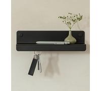 Kazai. Porte clef mural 'Holmsen' | Design minimaliste de porte cles murale inspiré de Berlin | Accroche clef moderne avec étagère métal | Support clef élégant comme meuble pour l’entrée | Noir