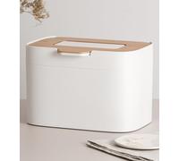 KAZAI. Poubelle Compost 'Elin' | Bac à Compost Organique 4,5L avec Couvercle en Bois & Filtre | Composteur de Cuisine sans Odeur, Lavable au Lave-Vaisselle, Seau Intérieur | Blanc cassé/Bambou