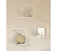 Kazai.® Set Étagère Murale 'Noora' | Lot de 3 Étagères Murales Flottantes en Métal Design | Déco Murale et Rangement pour Salon, Toilettes, Cuisine, Chambre et Plus | Blanc