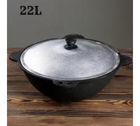 Kazan 22L NAMANGAN en fonte avec couvercle - marmite de camping durable, WOK, BBQ, cuisine extérieure