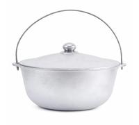 Kazan Casserole pivotante en aluminium 2 L avec poignée et couvercle - Pour camping, goulasch, tatarskij, rôtissoire wok Asie, casserole touristique, bouilloire
