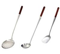 Kazan Lot de 3 louches de luxe pour Kazan Kazan avec écumoire, louche 50 cm de long et spatule 43 cm manche en bois
