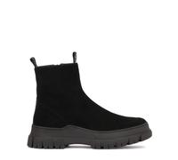 Kazar - Bottines plates en daim avec superposition - Femme - Chaussures - Noir - Taille: 40 EU