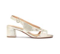 Kazar - Sandales à talon large en cuir gaufré - Femme - Chaussures - Jaune - Taille: 37 EU