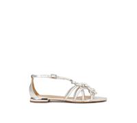 Kazar - Sandales plates argentées avec brides entrelacées - Femme - Chaussures - Gris - Taille: 35 EU