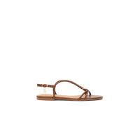 Kazar - Sandales plates marron en cuir pleine fleur - Femme - Chaussures - Brun - Taille: 35 EU
