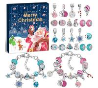 KAZATE Calendrier de l'Avent 2025 Bijoux Enfants Fille,Calendrier de Noël Breloques Bracelet,24 Jours Compte à Rebours de Noël Bricolage Perles Charmes Creation Kit Cadeaux pour 5 6 7 8 9 10 11 12 ans