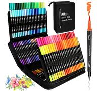 KAZATE Feutres Coloriage Adulte 136 Couleurs Feutre Double Pointe Aquarelle Stylos Pointe Fine Enfants pour Dessin, Mandalas, Manga, Doodling, Scrapbooking