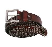 KazeRyu Ceinture En Cuir À Rivets - De Loisirs Style Punk Rock Avec Clous Circulaires Métal Et Boucle Ardillon Réglable(Brown,120cm/waist:40"~42")