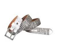 KazeRyu Ceinture En Cuir À Rivets - De Loisirs Style Punk Rock Avec Clous Circulaires Métal Et Boucle Ardillon Réglable(White,120cm/waist:40"~42")