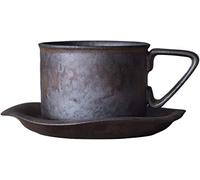 KazeRyu Ensemble De Tasses À Café Dorées De Style Rétro Japonais Faites À La Main | Tasse Et Soucoupe For Le Thé De L'après-midi Et Le Café En Plein Air(Round cushion)