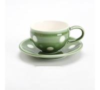 KazeRyu Ensemble Tasse À Café Et Soucoupe En Céramique À Pois Verts, 230 Ml, For Café, Thé Et Lait, Avec Assiette À Goûter(1)
