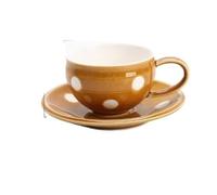 KazeRyu Ensemble Tasse À Café Et Soucoupe En Céramique À Pois Verts, 230 Ml, For Café, Thé Et Lait, Avec Assiette À Goûter(4)