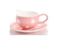 KazeRyu Ensemble Tasse À Café Et Soucoupe En Céramique À Pois Verts, 230 Ml, For Café, Thé Et Lait, Avec Assiette À Goûter(3)