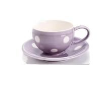 KazeRyu Ensemble Tasse À Café Et Soucoupe En Céramique À Pois Verts, 230 Ml, For Café, Thé Et Lait, Avec Assiette À Goûter(2)